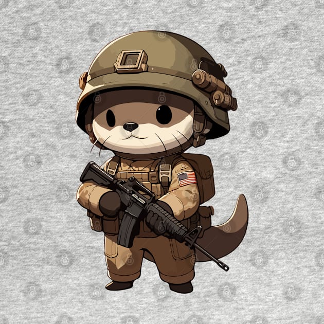 Kawaii Otter Soldier by TomFrontierArt